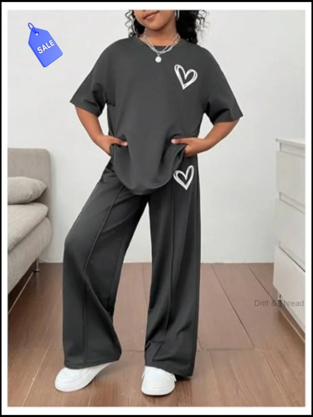 Kids 2-Piece Sweatsuit Set - Short Sleeve Tee & Pants, Girls Summer Outfit